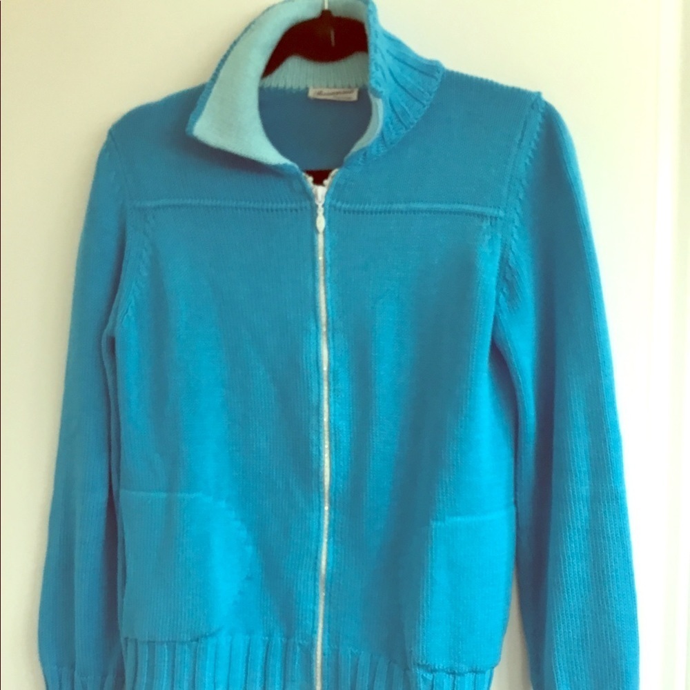 Rosanna Portofino knit sweater w/ sparkling zipper